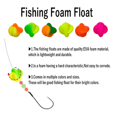 Wifreo 20pcs Fishing Foam Float Fishing Bobber Buoys Walleye Spin Floats Strike Indicator Saltwater/Pompano Rigs Surf Fishing