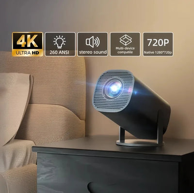 Mini Portable Projector Home Cinema 1080p HD 4k Android 11 Projector with WiFi 6 and Bluetooth Smart Pocket Outdoor