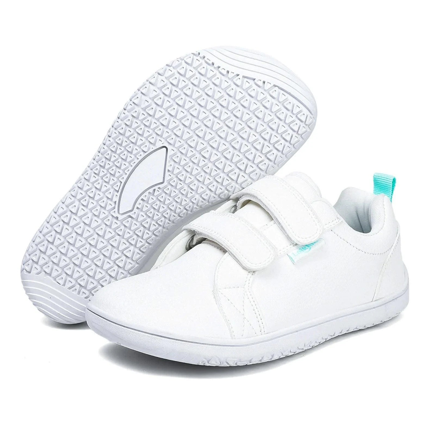Kids Lightweight Hook Loop Artificial Leather Walking Shoes | Boys Girls Wide Toe Minimalist Fashion Flat Sneakers
