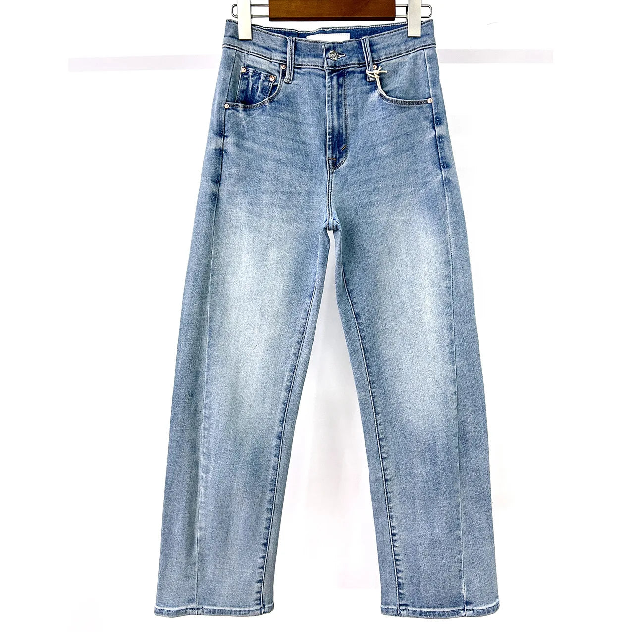 24 Spring/Summer New European and American High Waist Small O-cut Denim Pants for Women