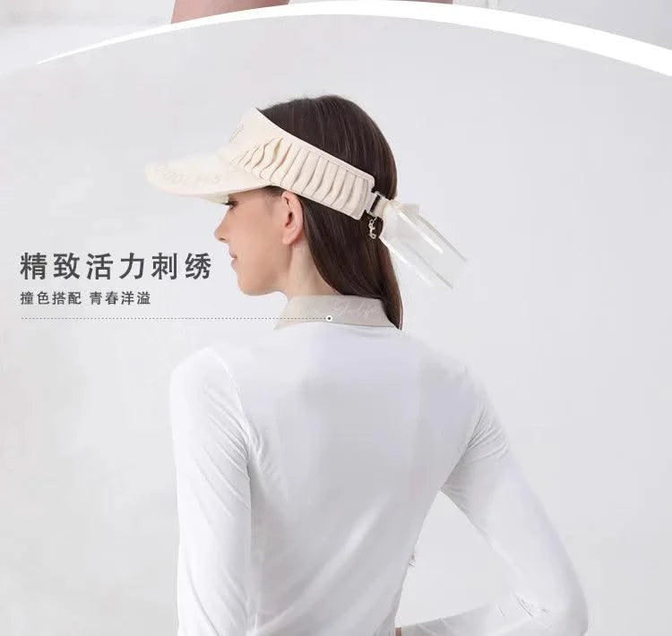 Women's Golfwear for Spring/Autumn Slim-Fit Long-Sleeve Top with Polo Collar and Bow Tie, High-End Golf Hundred-Pleat Skirt Suit