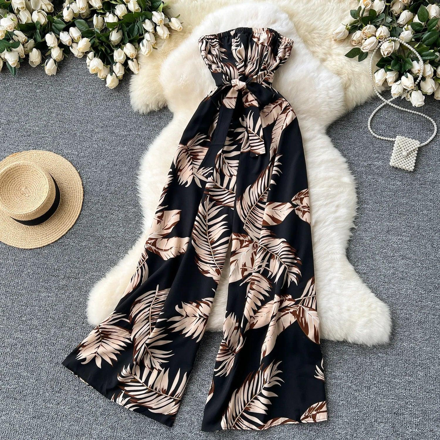 Women's Jumpsuit Elegant Sexy Suspender Printed Jumpsuits Casual Hip Waist Overalls Romper For Women Spring Summer 2024