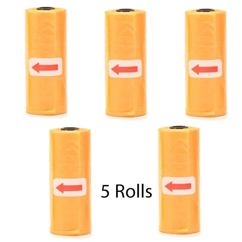 Disposable Pet Poop Bags Dog Poop Bag Bone Dispenser with Leash Clip Puppy Dog Products Supplies 5Roll(75Pcs) Bags