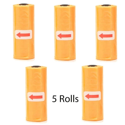 Disposable Pet Poop Bags Dog Poop Bag Bone Dispenser with Leash Clip Puppy Dog Products Supplies 5Roll(75Pcs) Bags