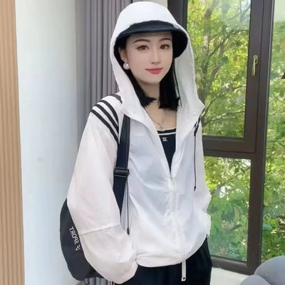 Summer Female Breathable And light Fashion Hooded Loose Ultraviolet-Proof Sunscreen Clothing Jacket Women New Sunscreen Tops