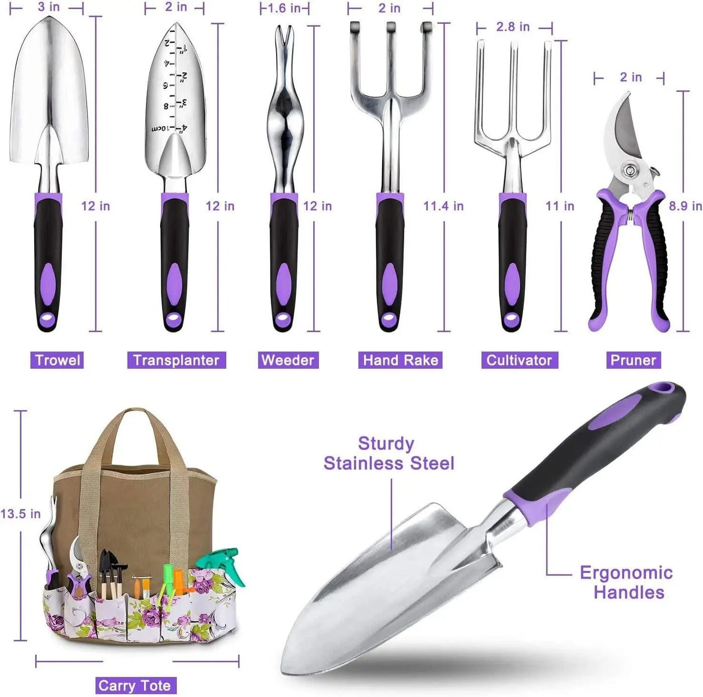 Garden Tools Set 83 Pieces, Succulent Tools Set Included, Heavy Duty Aluminum Gardening Tools for Gardening, Storage Tote Bag