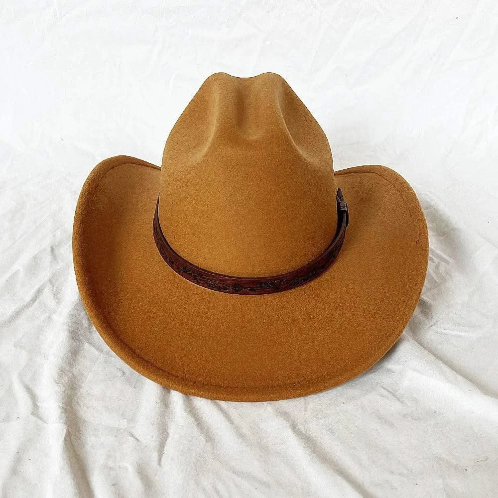Men's Western Women's Cowboy Hat Army Green Men's Women's Cowboy Jazz Hat Wide Brim Felt Fedora Sombrero Hombre