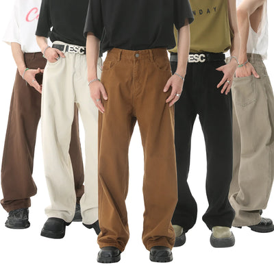 Men Streetwear Korean Loose Straight Denim Pants New Mens Trousers Baggy Beige Jeans Men Fashion Casual Oversized Wide Leg Jeans