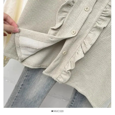 French Ruffle Bow Tie Long Sleeve Blouse Women's Autumn Luxury Chic