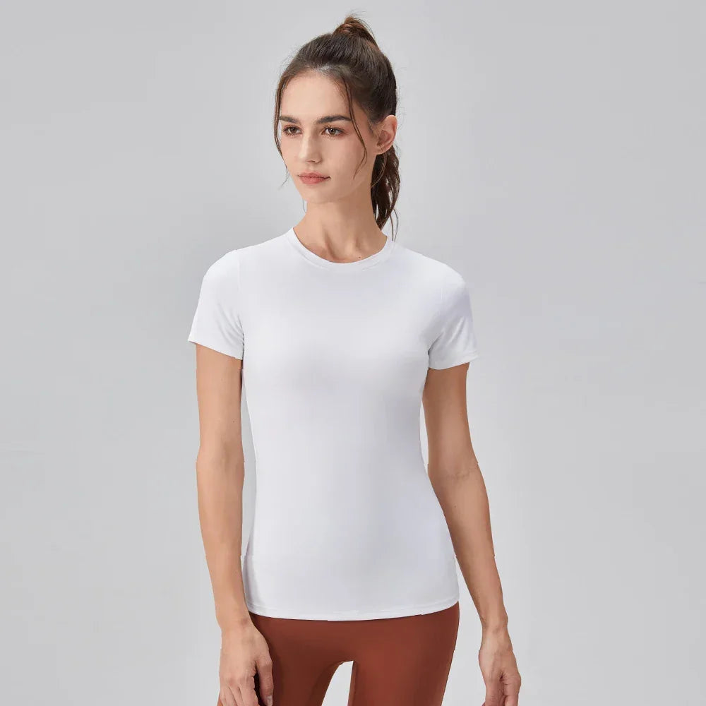 2024 Women Sports Shirt Tight Yoga top Quick Dry Gym Top Outdoor Short Sleeve Running Sportswear Women T-shirts - Elanique