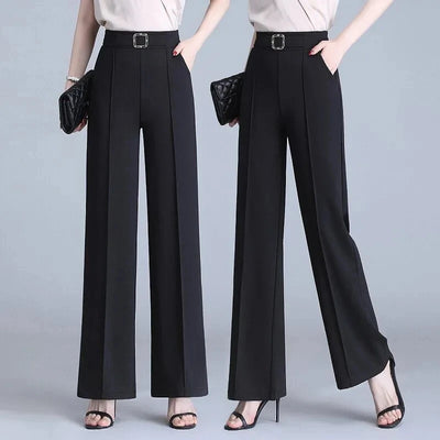 High Waist Wide Leg Pants Women Spring Autumn New Drop Feel Relaxed Straight Suit Pants Fashion Wild Casual Trousers White Black