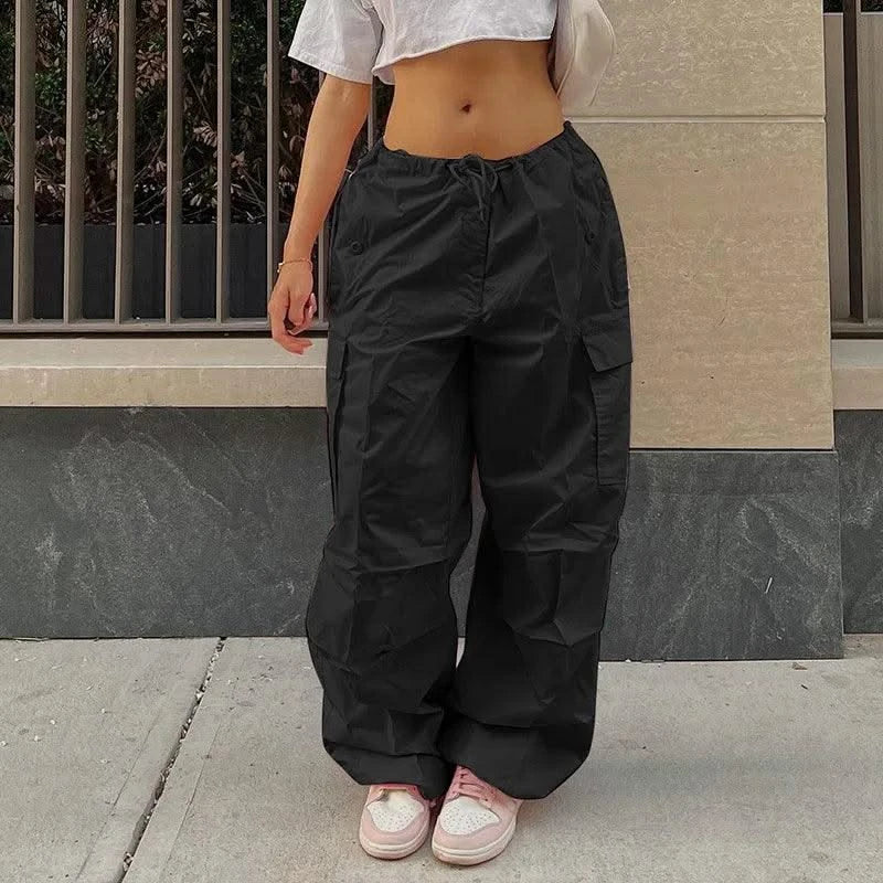 Low Waist Parachute Loose Baggy Sweatpants Trousers Women Jogger Cargo Pants Streetwear Outfits