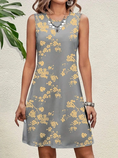 Floral Print Elegant Midi Tank Dresses For Women