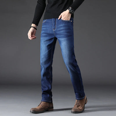 Men's Jeans Straight Leg Loose Elastic Business Casual Daily Versatile Men's Denim Pants 2025 New Outer Wear Men's Jeans Can Be Worn in All Seasons