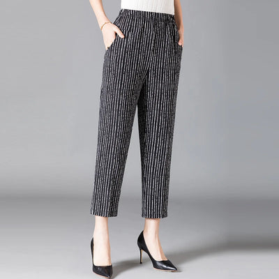 XL-8XL Summer Women Harem Pants Casual High Waist Pants Printed Elastic Waist Middle Aged Women Trousers Summer Bottoms