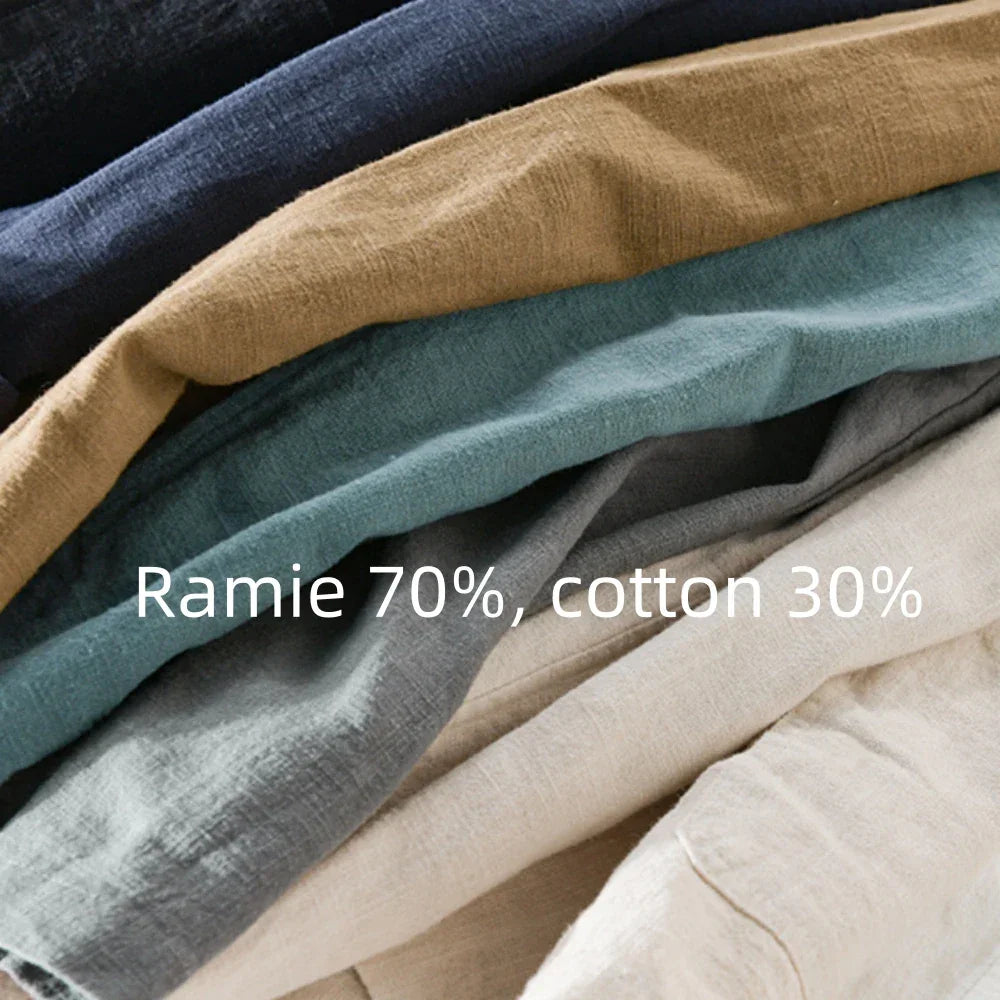 men's Blazers Linen and Cotton Casual men clothing fashion 2024 Spring Autumn Solid Tops for Young men loose Suit Coat