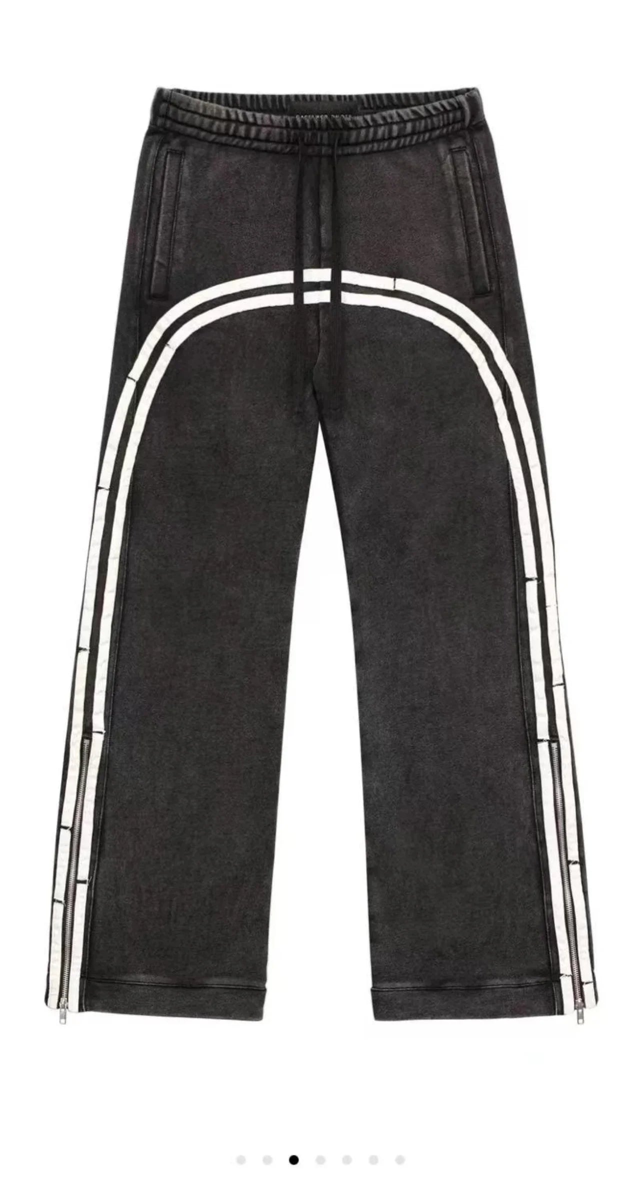 Y2K Cargo Pants Harajuku Double Stripes Zipper Embroidered Waist Retro Streetwear High waisted Wide Leg Pants Men Women Trousers
