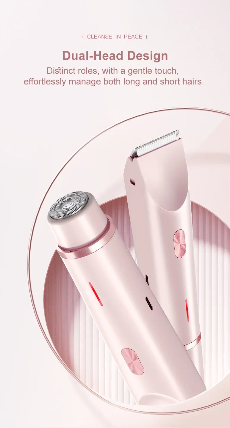 Electric Razors for Women 2in1 Bikini Trimmer Facial Mustache Shavers for Ladies Body Underarms Legs Portable Painless Epilator