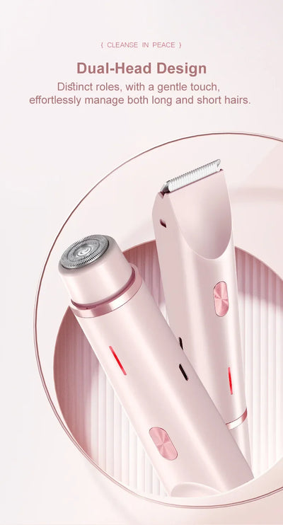 Electric Razors for Women 2in1 Bikini Trimmer Facial Mustache Shavers for Ladies Body Underarms Legs Portable Painless Epilator