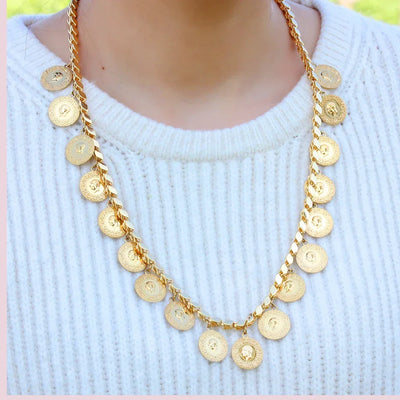 4mm Wide Cuban Chain 60cm Coin Pendant Muslim Necklace Dubai Charm Jewelry Middle East Africa Luxury Necklaces