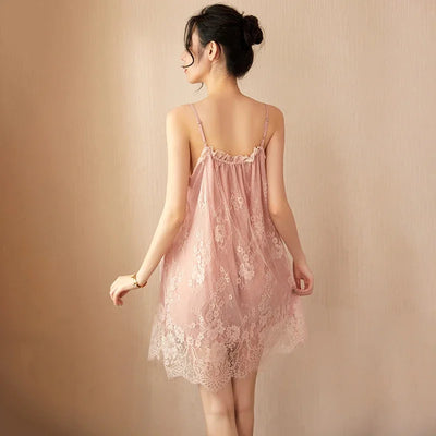 Sexy Sleepwear For Women Home Clothes Sling Lace Nightdress Nightwear Comfortable Lingerie Sleeveless Pyjama Female Summer Dress