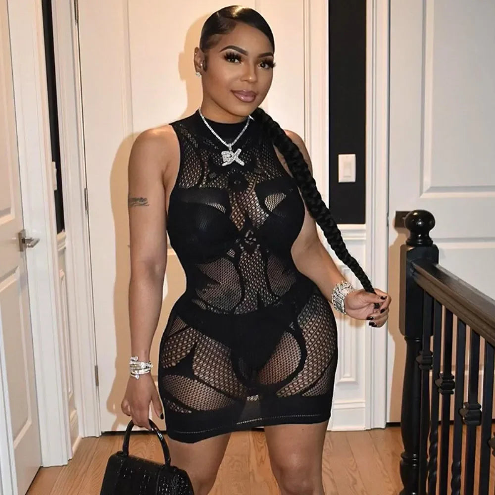 Summer Dress women summer dresses hot black mesh estidos de verano mujer sexy club beach nightdress hot robe kimino