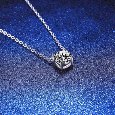 1CT  Moissanite Necklace for Women Color Sparkling Classic Lab Diamond Pendant Sterling Silver 925 GRA