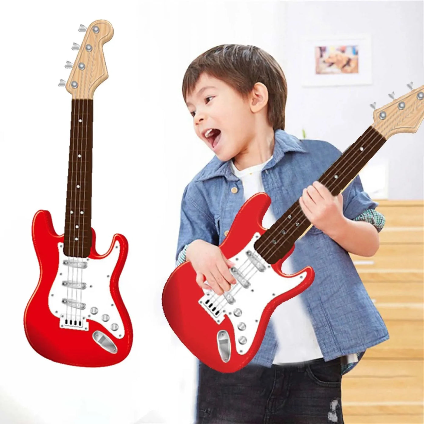 Children-size Electric Guitar Attracts Children Attention 4 String Guita Beginners' Level Guitar Puzzle And Musical Instruments