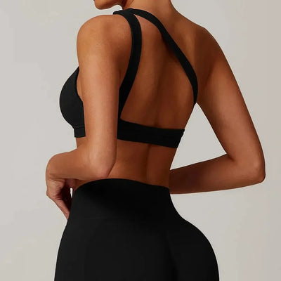 Women Underwear Sports Bra Push Up Fitness Bras One Shoulder Shockproof Yoga Bra Black White Yoga Running Bra Sexy Workout Vest