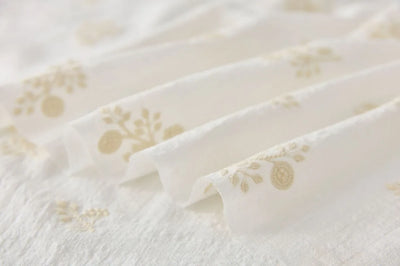 140x50cm Embroidered Slub Cotton Linen Fabric Clothing Sewing Fabric, Diy Women's Dress Forest Flower Cloth