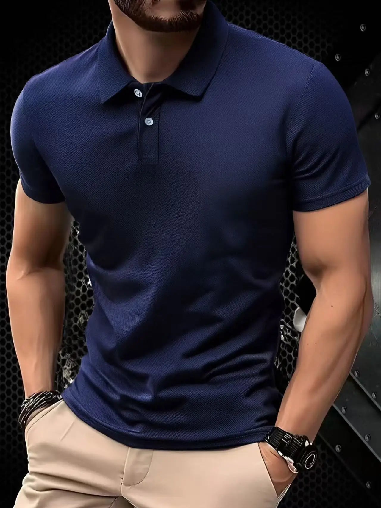Men's Short Sleeve Polo Shirt Summe Button Classic Fit Casual T-Shirts Oversize Pullover Shirts Man Solid Color Lightweight Tops