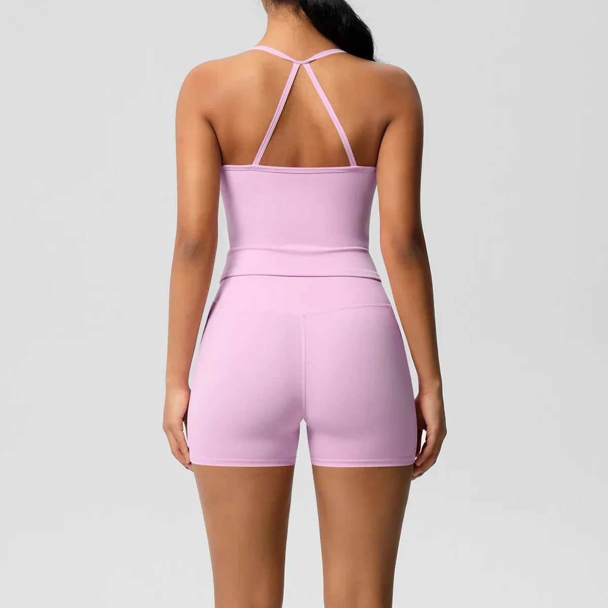 2PCS Sportswear With Pocketed Yoga Set Gym Clothes Yoga Suits For Women Tracksuits Sports Shorts Crossover Bra Gym Leggings