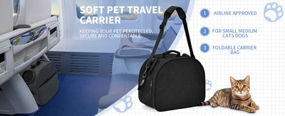 Cat, Dog Carrier Bag for Pets Up to 13 Lbs, Carrier for Medium Small Cats Dogs Airline Approved Travel Carry As Pets Go to Home