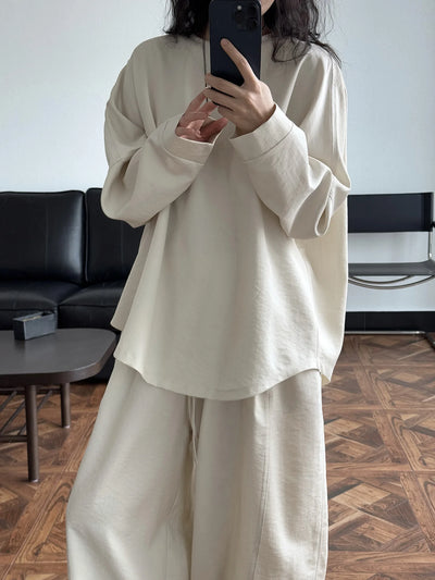 2025 Women Spring Two Pieces Suits Long Sleeve Cotton Blouses With Long Pants Wide Leg Two Pieces Sets Boho Suits Ladies Outfits