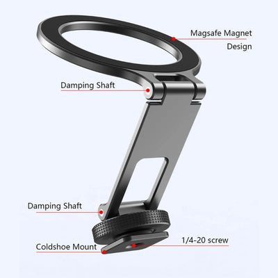 Magnetic Magsafe Phone Holder Mount Folding Cold Shoe Metal Phone Holder Horizontal Vertical Shooting for Camera Monitor Tripod