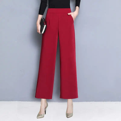 Women's Wide Leg Pants Loose Trousers Monochromatic High Waist Casual Clothing All-Match, Simplicity Autumn and Winter Fashion