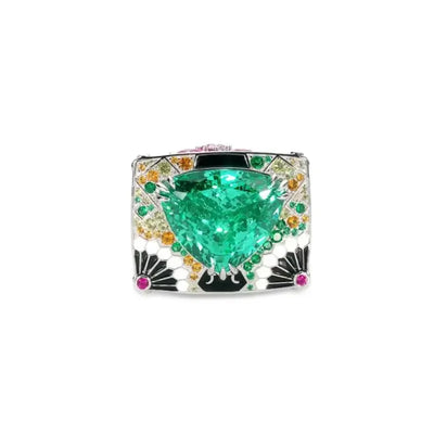 ZOCA Free Delivery Paraiba Iced Cut Half Band Certified Original Silver 925 Flower Ring New Designer Luxury Rings for Women