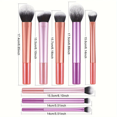 High-quality 8pcs/set Black Glossy Professional Makeup Brush Tool Kit Including Powder, Blush, Contouring, Eyeshadow, Highlighte
