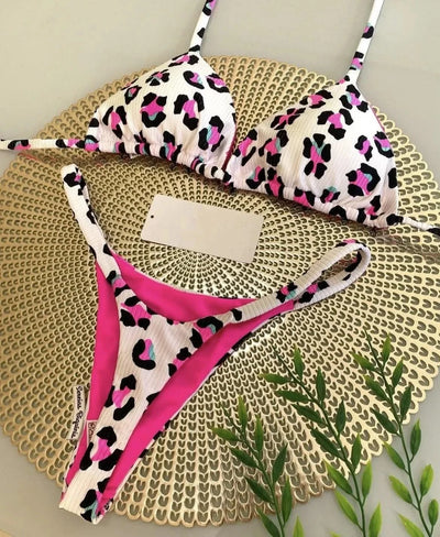 Swimwear Women Leopard Printed Sexy Bikini Set Striped Beachwear Summer Swimsuit Two-pieces Thong Bathing Suit Biquinis