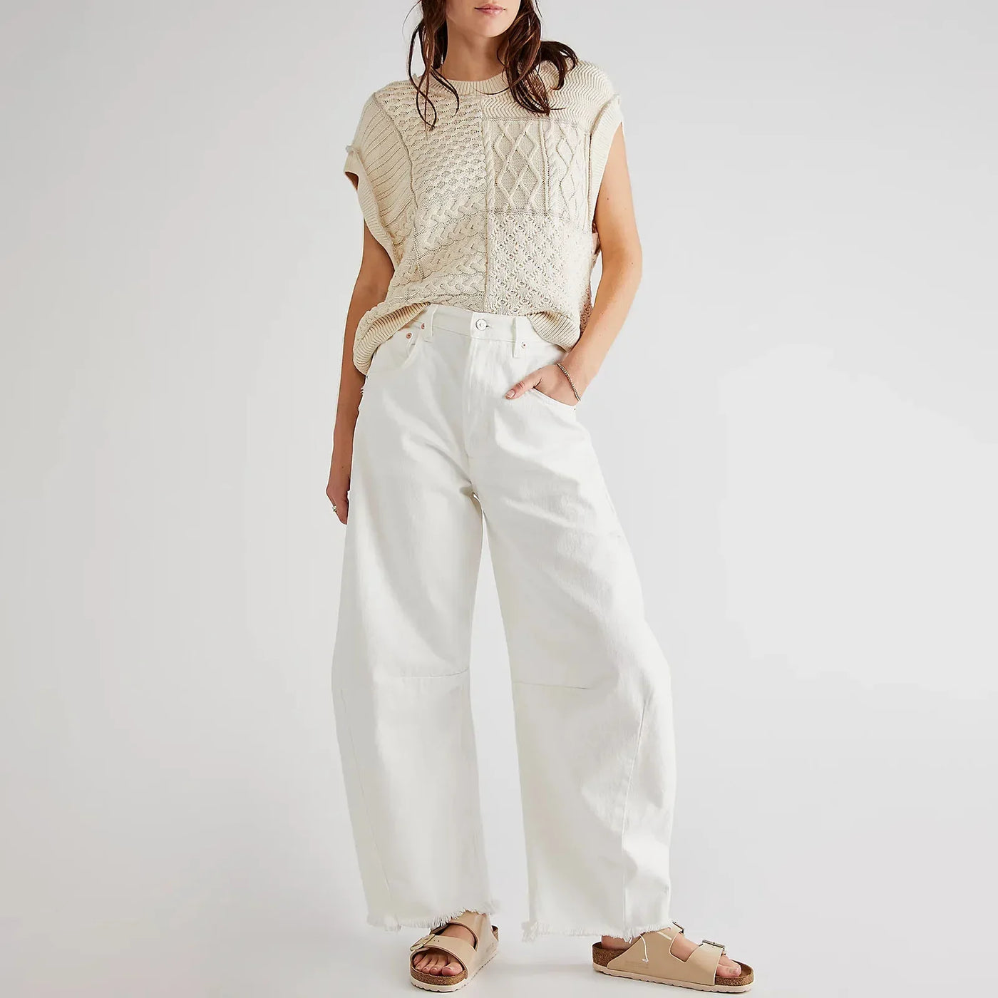 Imcute Women Casual Wide Leg Baggy Denim Pants Mid Waist Boyfriend Loose Jeans Y2k Vintage Barrel Jeans Streetwear