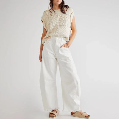 Imcute Women Casual Wide Leg Baggy Denim Pants Mid Waist Boyfriend Loose Jeans Y2k Vintage Barrel Jeans Streetwear