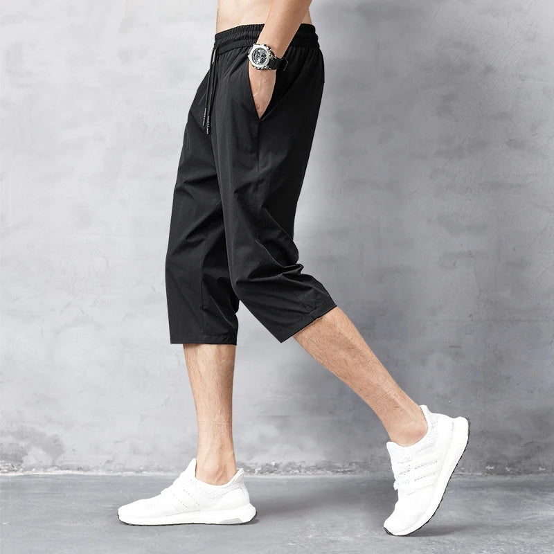 Summer Cropped Trousers for Men, Ice-Feel Breathable Stretch Trousers, Casual Versatile Shorts