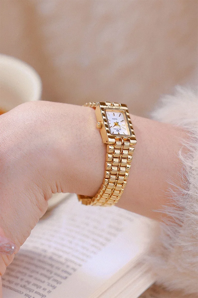 Luxury Ladies' Watch Retro Elegant Gold Silver Small Square Watch High Quality Watchchain Gift Watches For Women