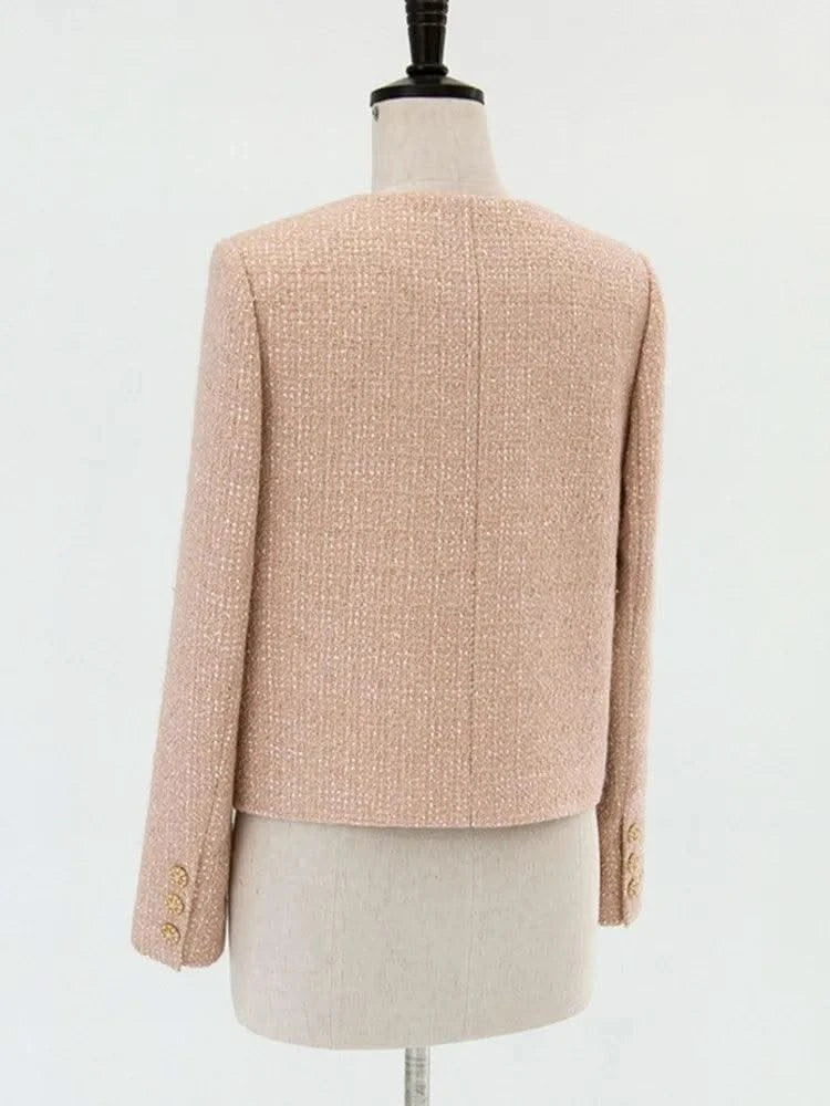 High Quality Luxury Small Fragrance Tweed Jacket Women High-end Sequins Slim Woolen Coat Korean Fashion Outwear Jaqueta Feminina