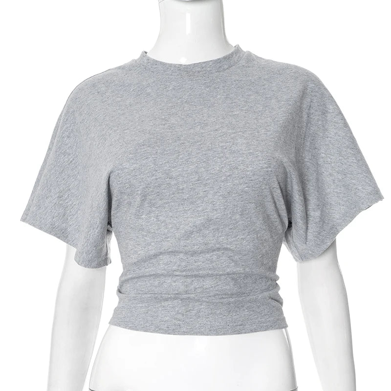 Women's cotton t-shirt summer 2025 baggy crop top French style elegant blouses Sense of design Short sleeve tee casual y25tp031