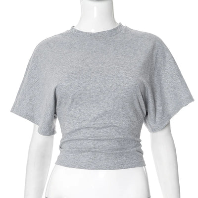 Women's cotton t-shirt summer 2025 baggy crop top French style elegant blouses Sense of design Short sleeve tee casual y25tp031