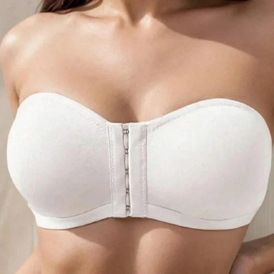 Women's Front Closure Strapless Bra Wireless Tube Bralette Seamless Invisible Bandeau Bras No Padding Daily Bra