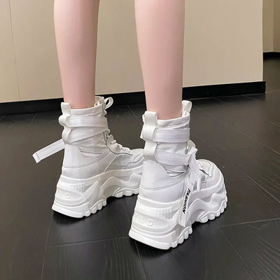 Women's Boots Platform Luxury Designer Shoes for Women  Lace Up Chunky Shoes Breathable Comfort  Ankle Boots Botas De Mujer