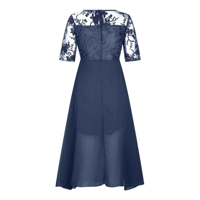Elegant Outfits Summer Dresses For Women 2023 Tea Length Embroidery Lace Chiffon Mock Dress Formal Occasion Dresses Vestidos