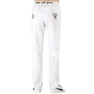 2024 New Summer White Jeans for Men Bruce&Shark  Designer Luxury Men's Jeans Loose Fit Stretch Cotton Casual Fashion Big Size 42